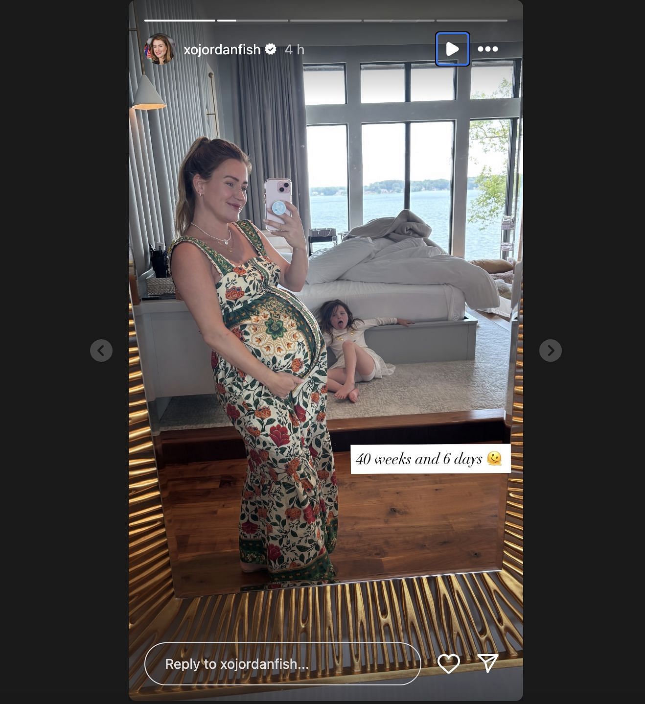 Jordan Fish's Instagram story(June 8) with an update on her pregnancy. Source:@Instagram/xojordanfish